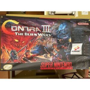 Contra 3 III: The Alien Wars 5' Flag Super Nintendo SNES 1991 Konami